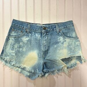 VINTAGE Levi's Light Blue Bleached Distressed Denim Shorts